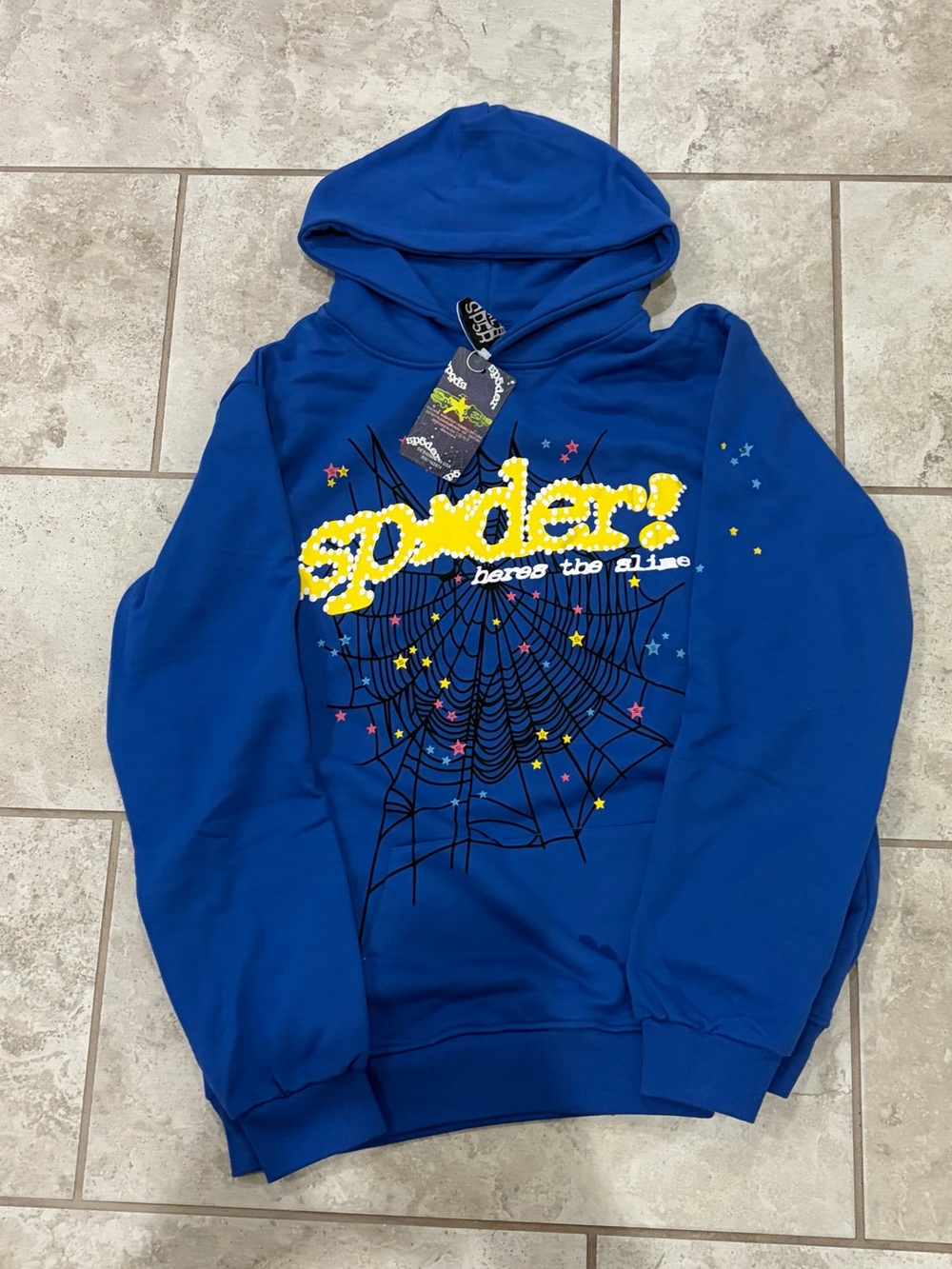 Spider! Graphic Blue Hooded Sweatshirt